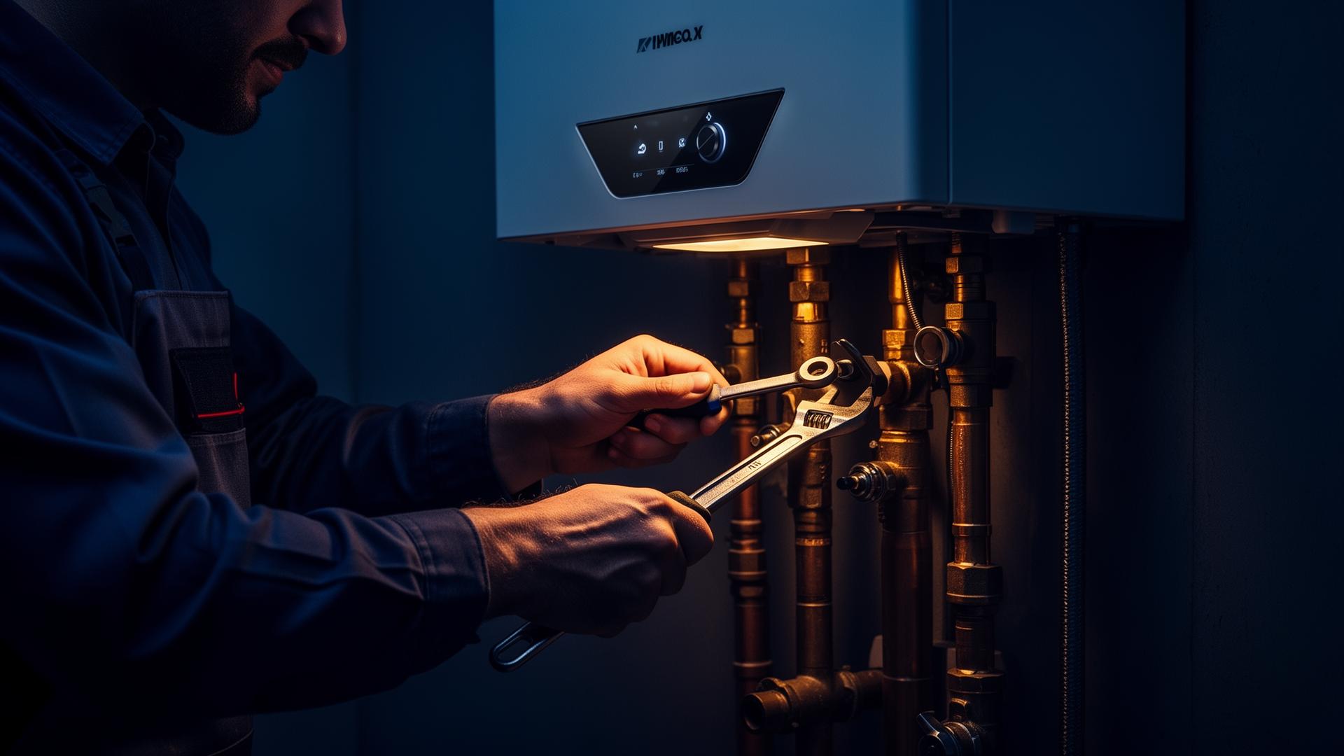 Gas Safe registered plumber installing a boiler in Manchester